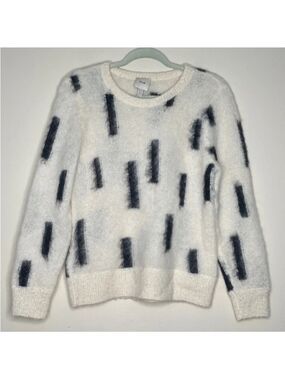 ELK Flikrin Alpaca Blend Fuzzy Knit Sweater Cream Black US 6